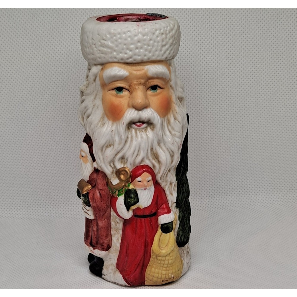 Ceramic Father Christmas Taper Candle Holder